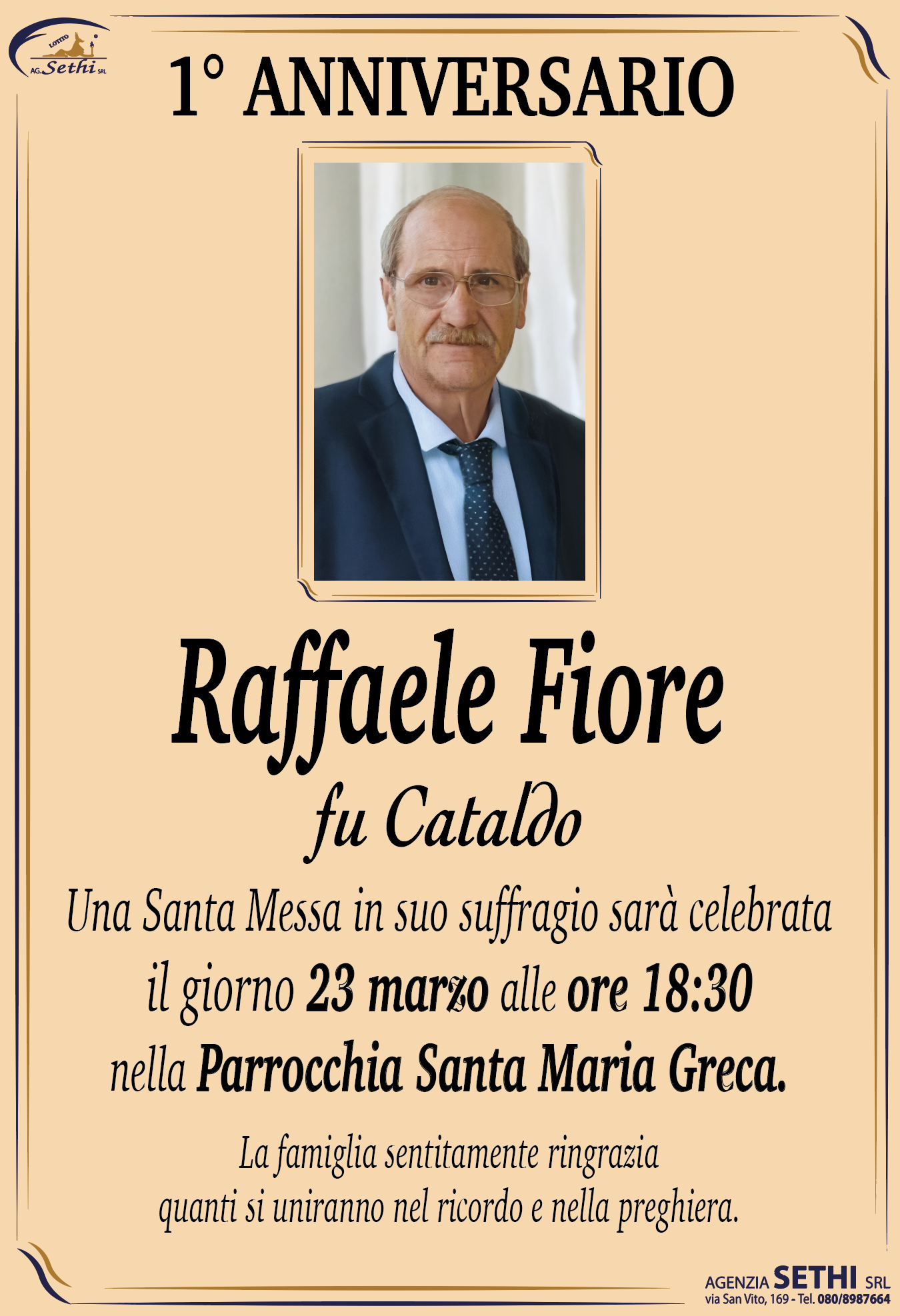 1° anniversario Raffaele Fiore fu Cataldo (Muratore)