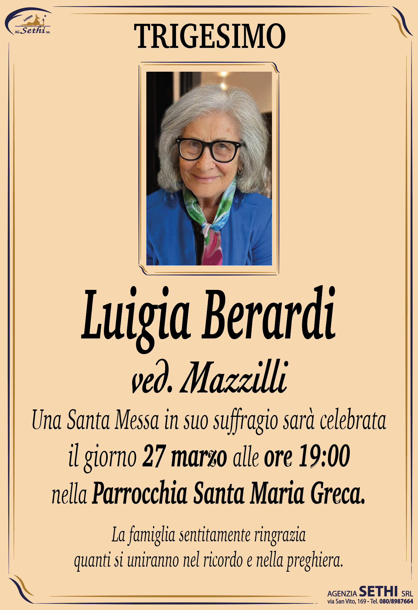 Trigesimo Luigia Berardi ved. Mazzilli