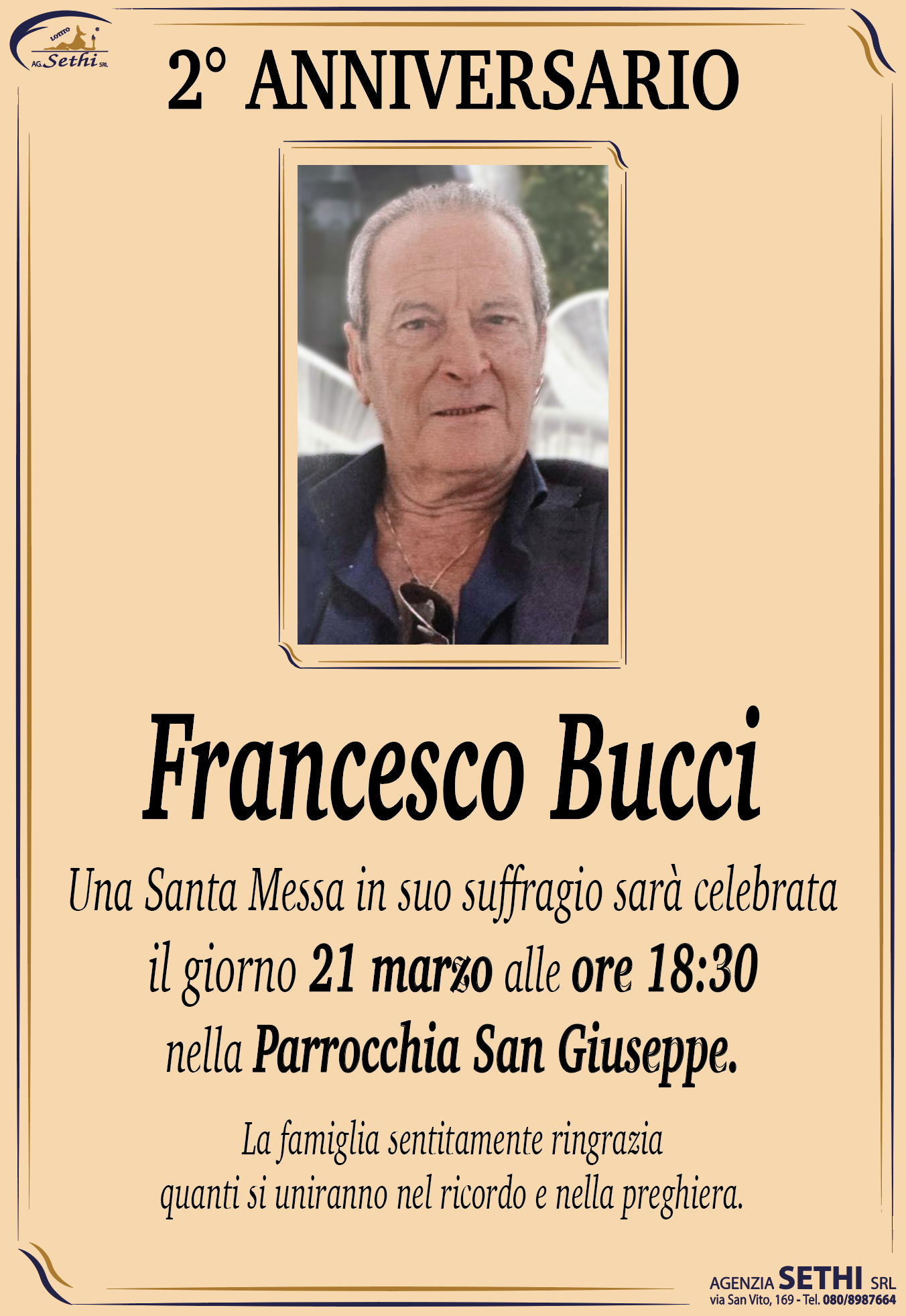 2° anniversario Francesco Bucci