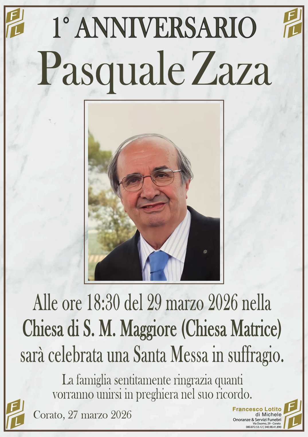 1° anniversario Pasquale ZAZA