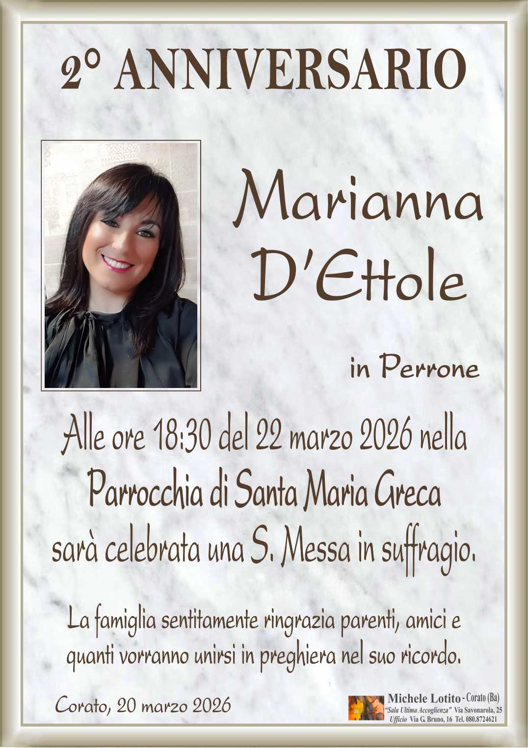 2° anniversario MARIANNA D’ETTOLE in Perrone