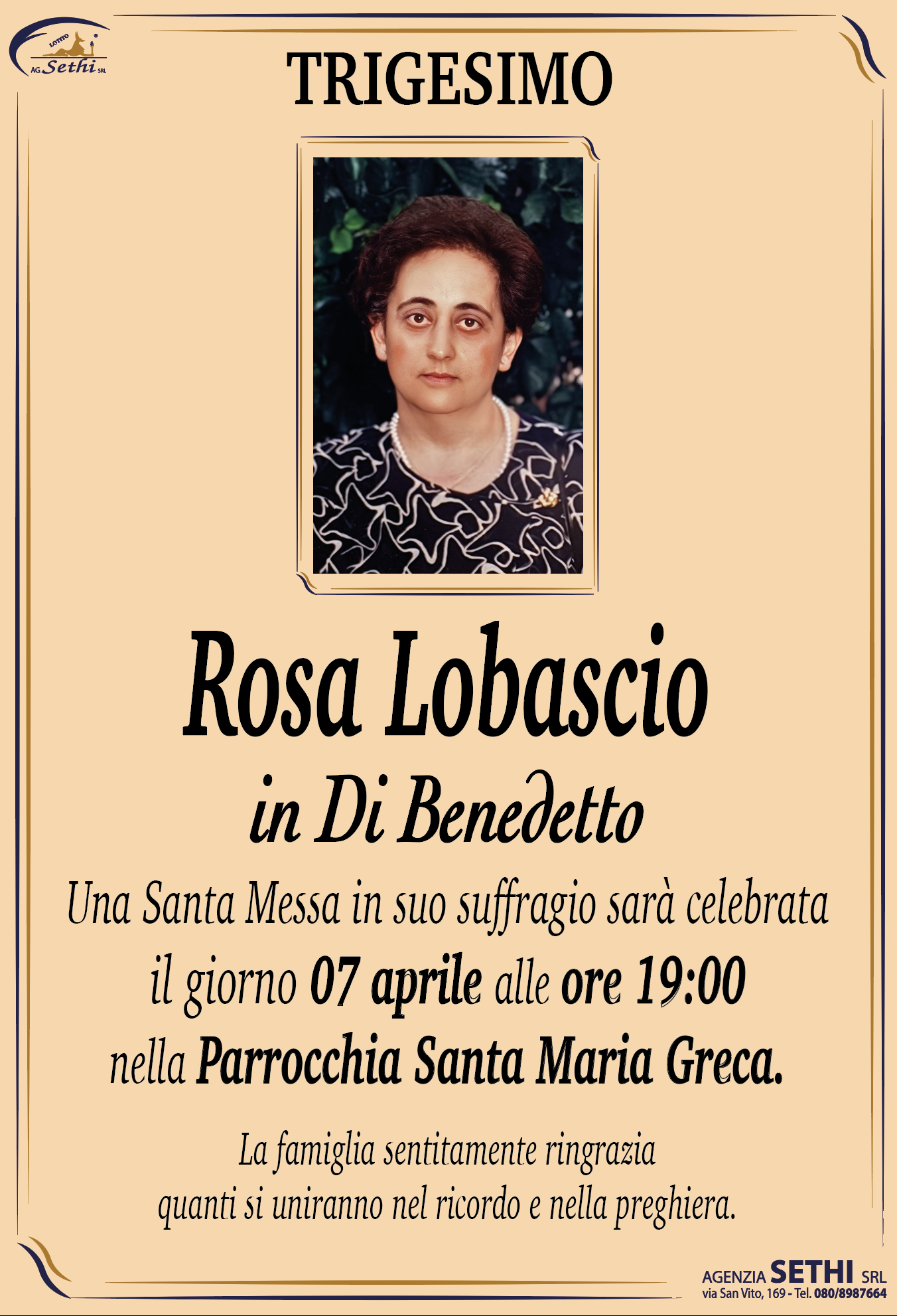 Trigesimo Rosa Lobascio in Di Benedetto