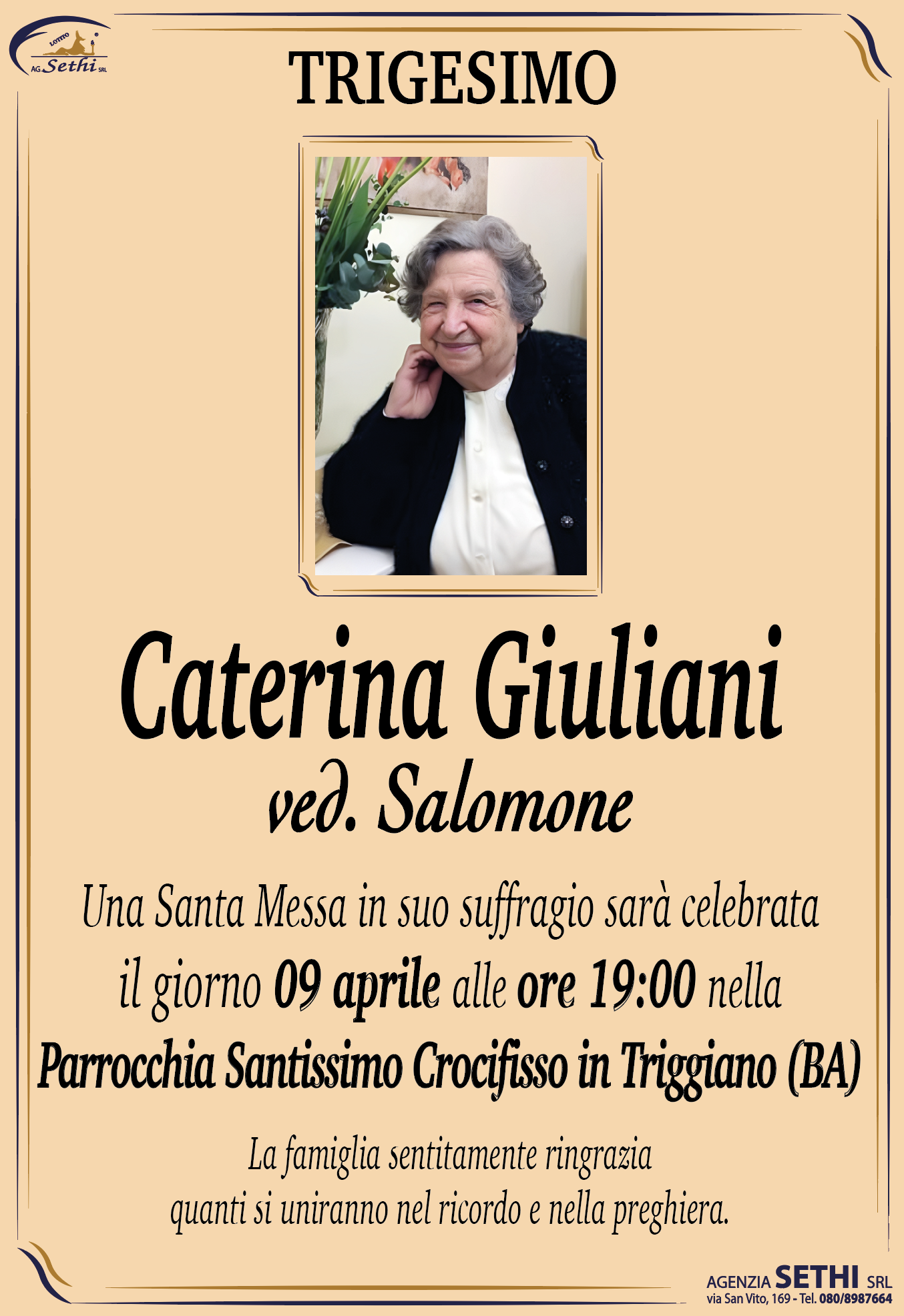 Trigesimo Caterina Giuliani ved. Salomone