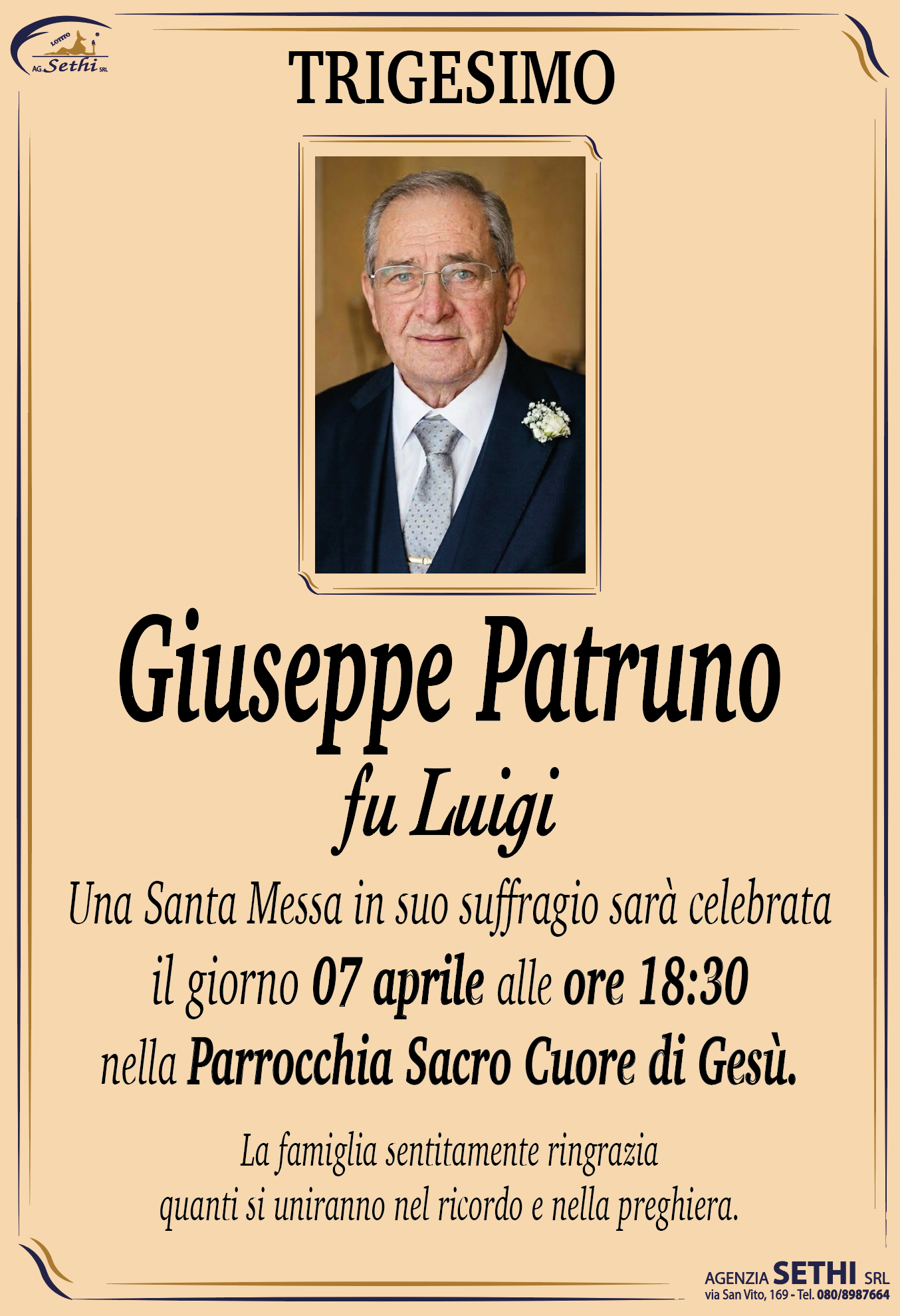 Trigesimo Giuseppe Patruno fu Luigi