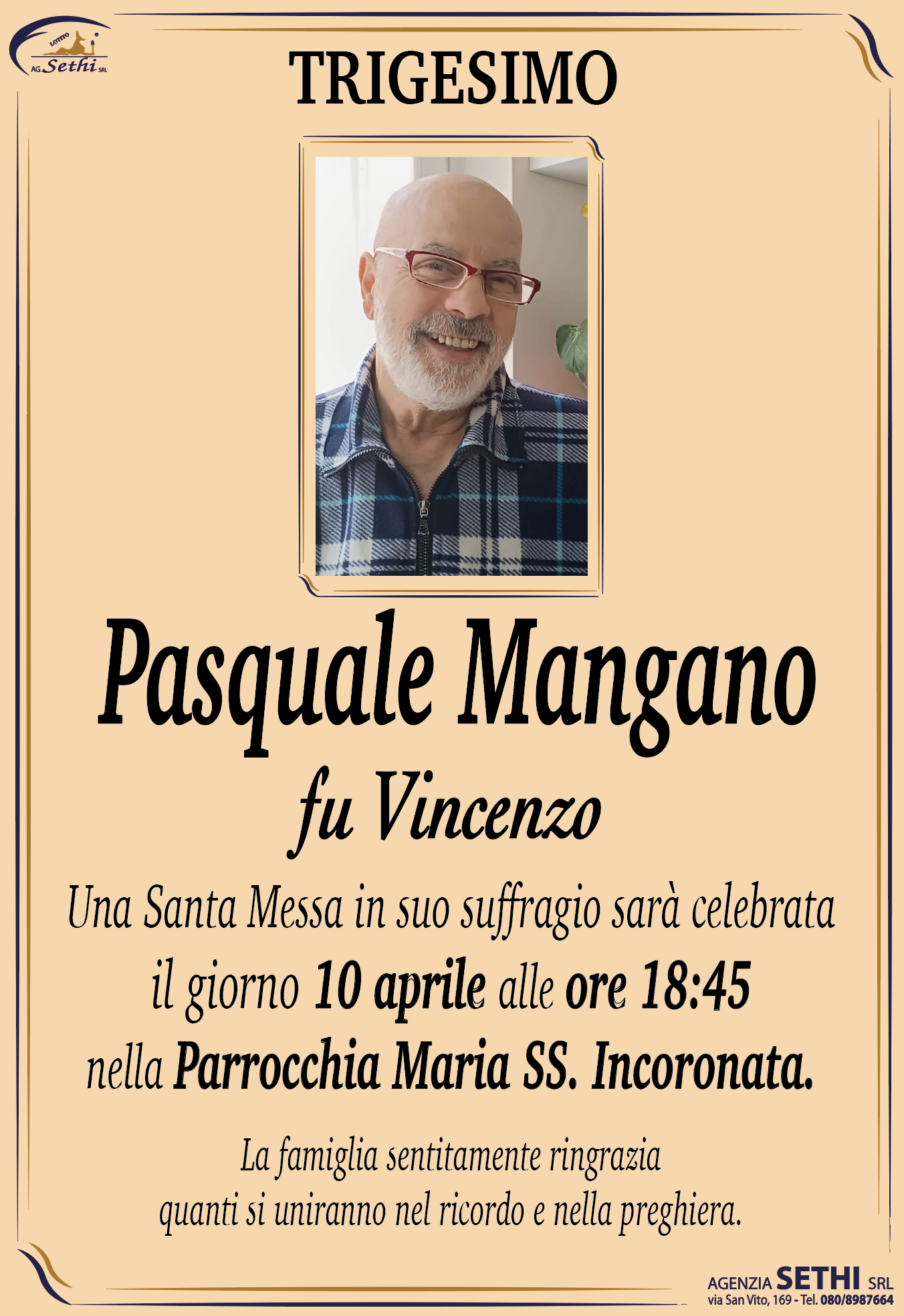 Trigesimo Pasquale Mangano fu Vincenzo