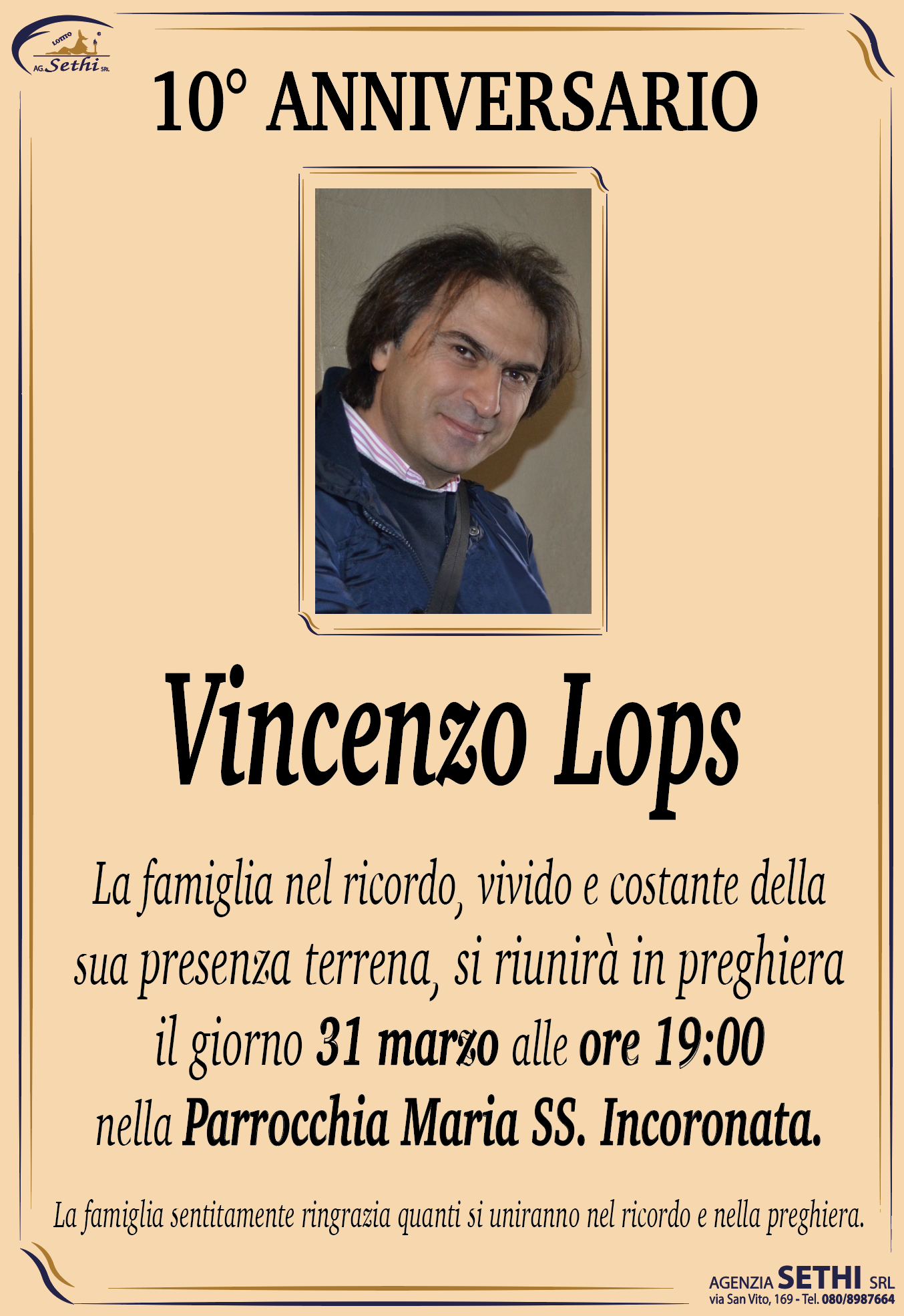 10° anniversario Vincenzo Lops fu Gaetano