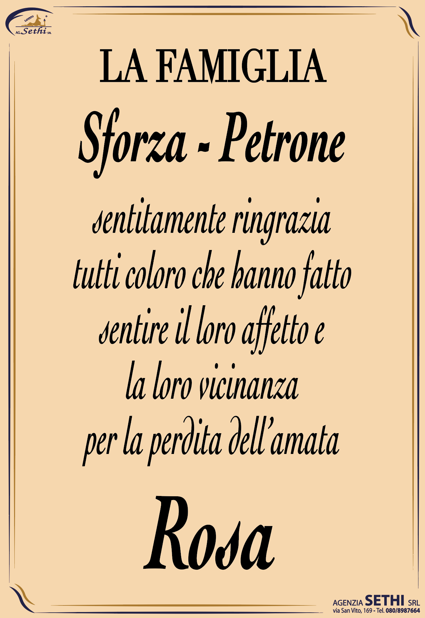 Ringraziamento Rosa Sforza