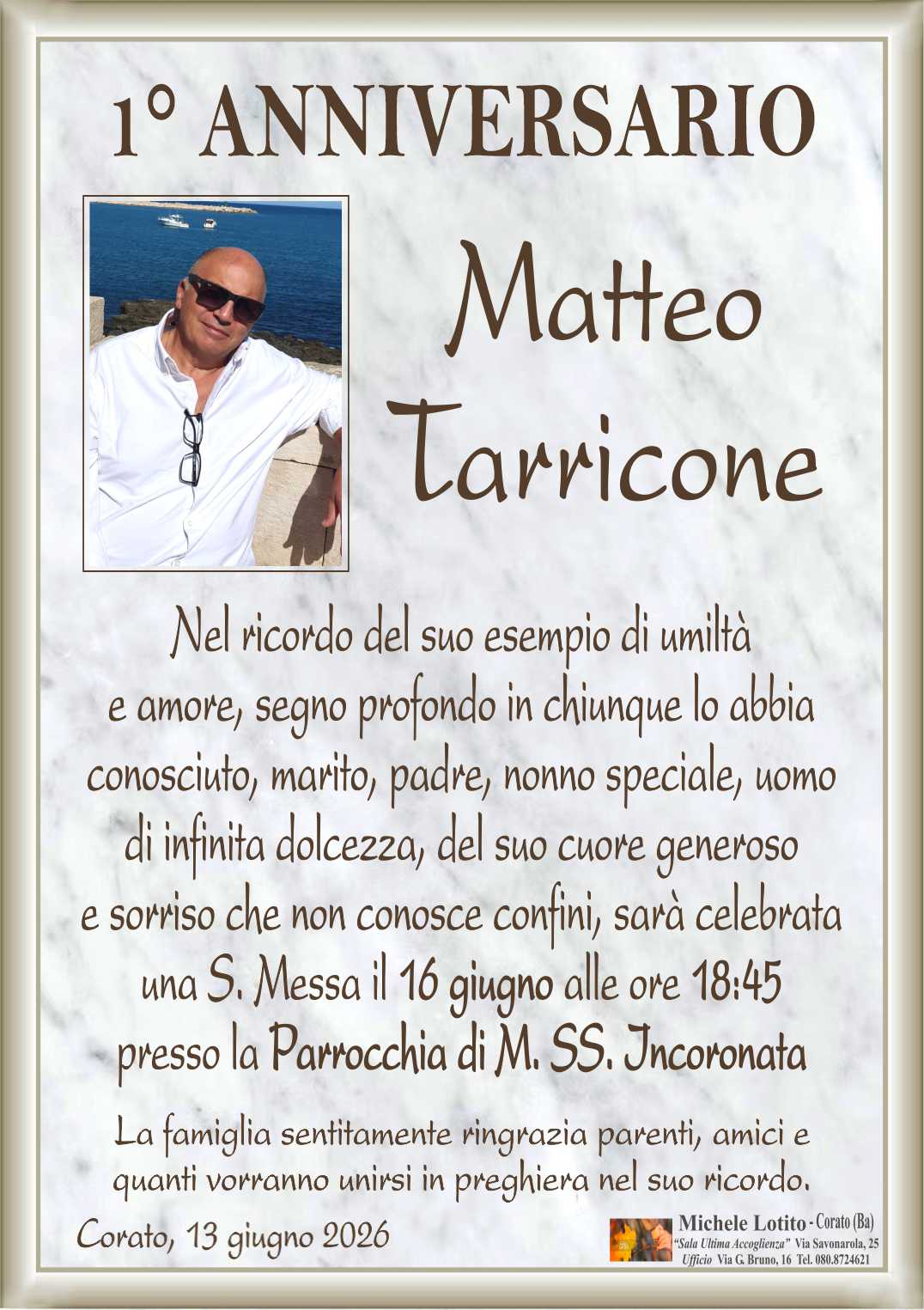 1° anniversario MATTEO TARRICONE