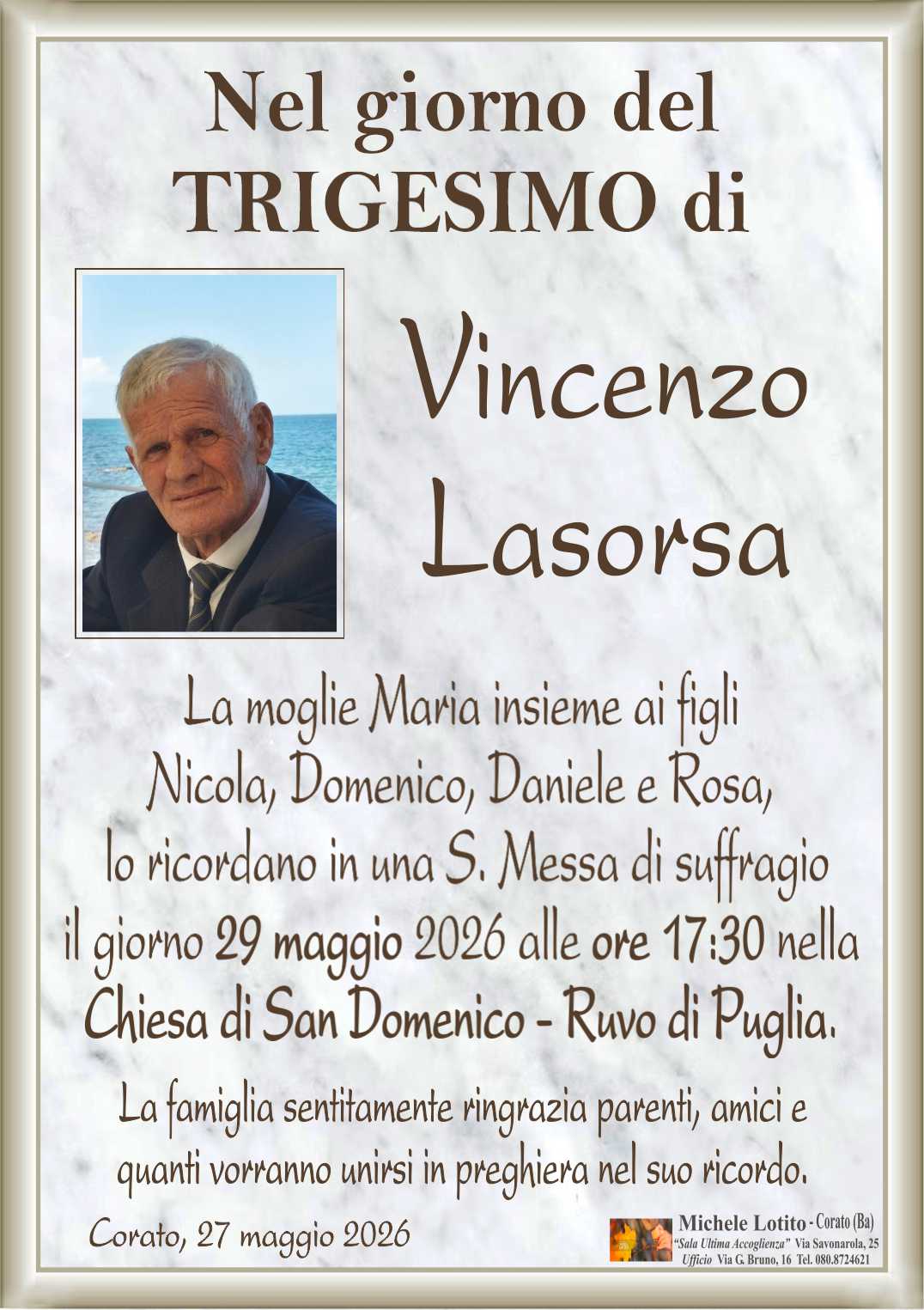 Trigesimo VINCENZO LASORSA