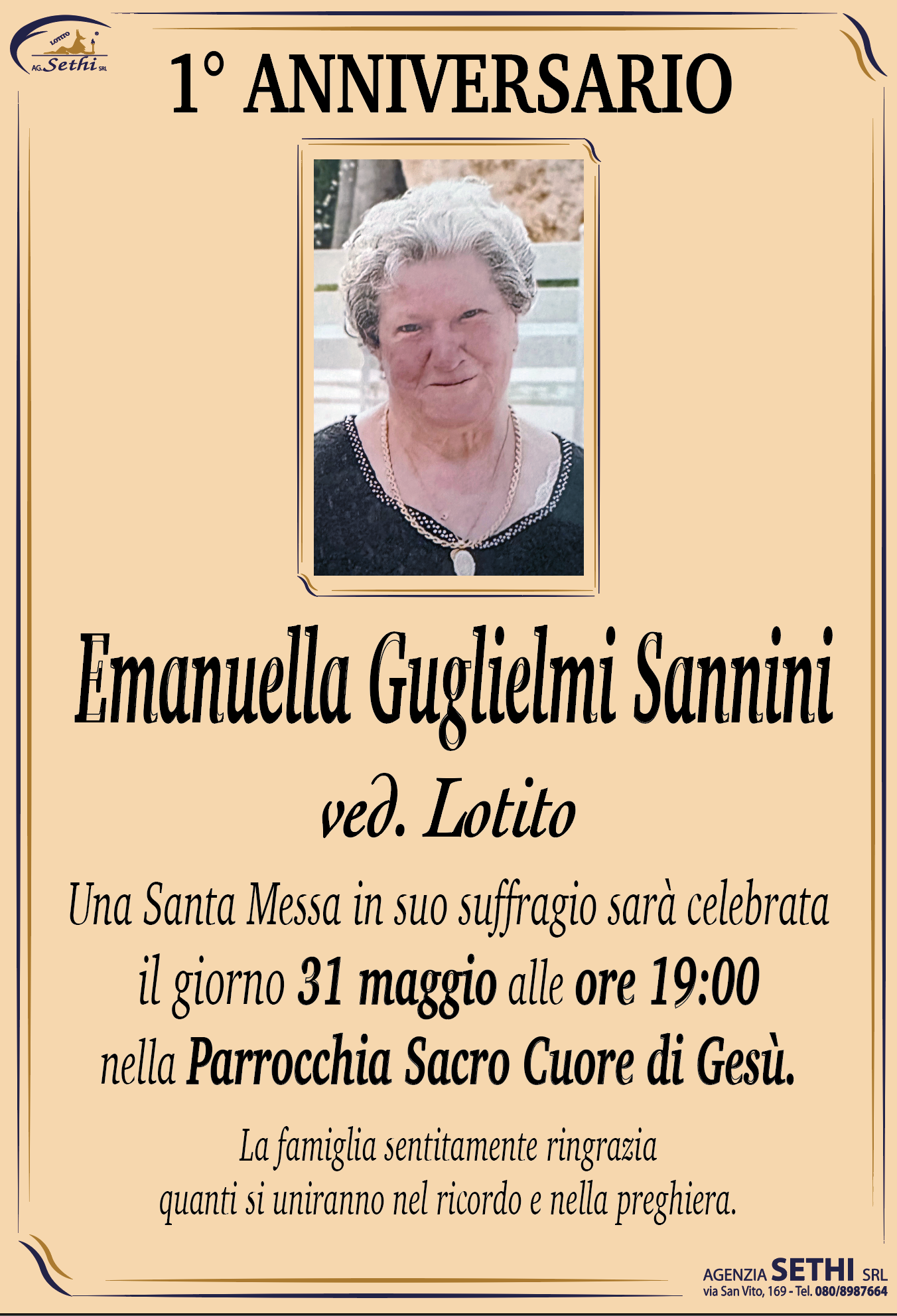1° anniversario Emanuella Guglielmi Sannini ved. Lotito