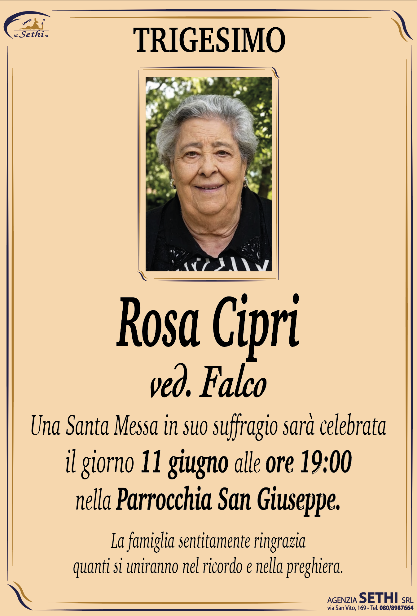 Trigesimo Rosa Cipri ved. Falco