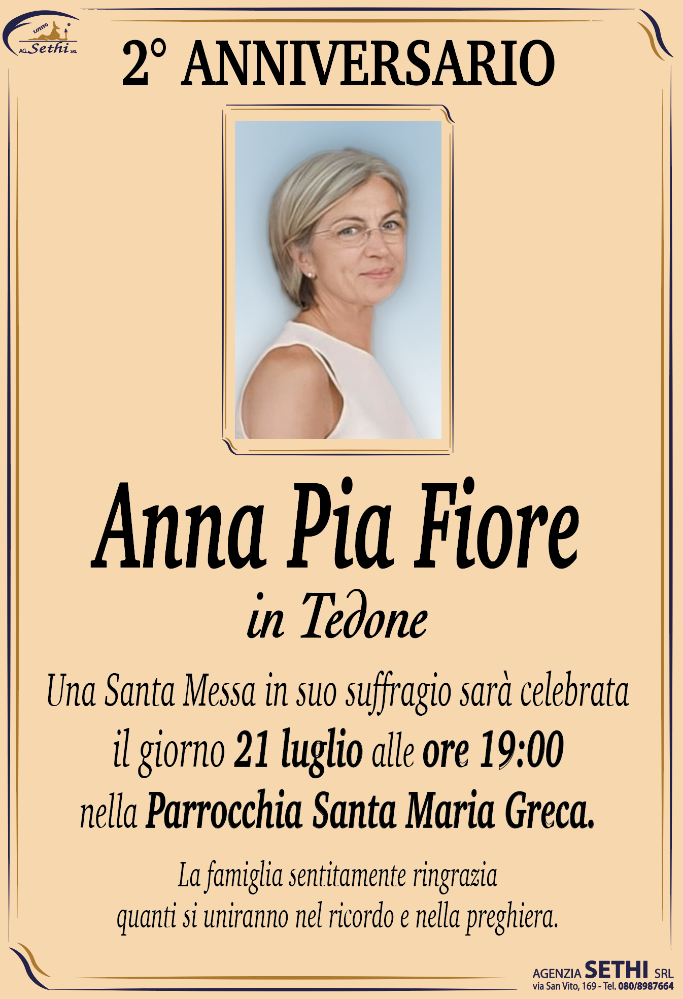 2° anniversario Anna Pia Fiore in Tedone