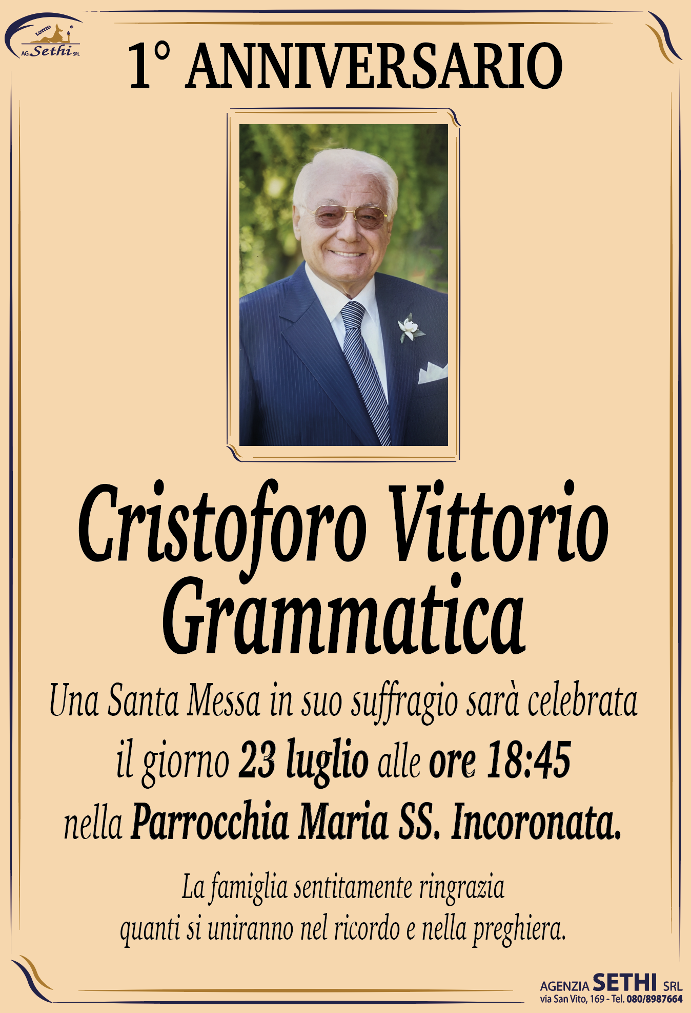 1° anniversario Vittorio Cristoforo Grammatica (imprenditore)