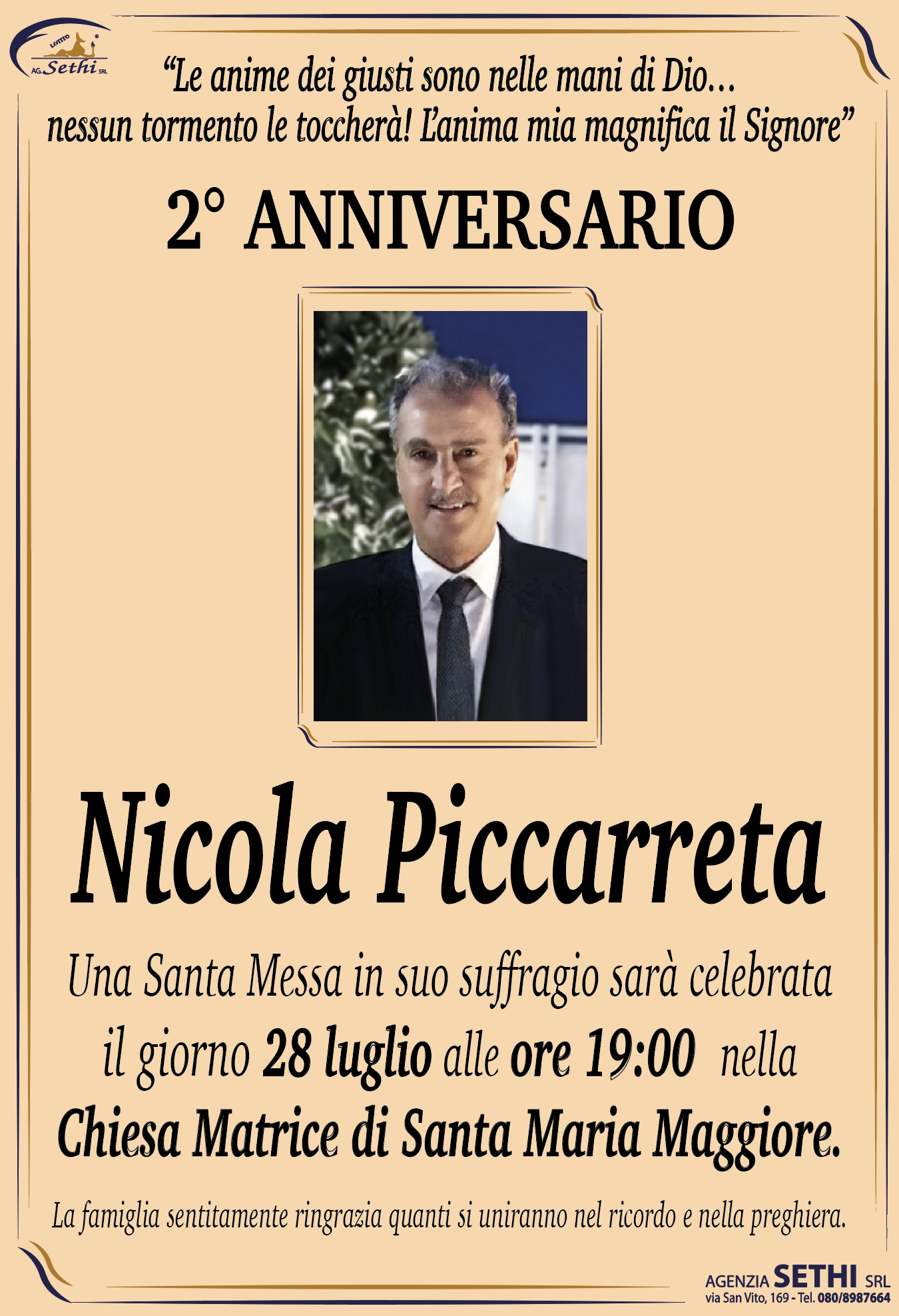 2° anniversario Nicola Piccarreta fu Cataldo