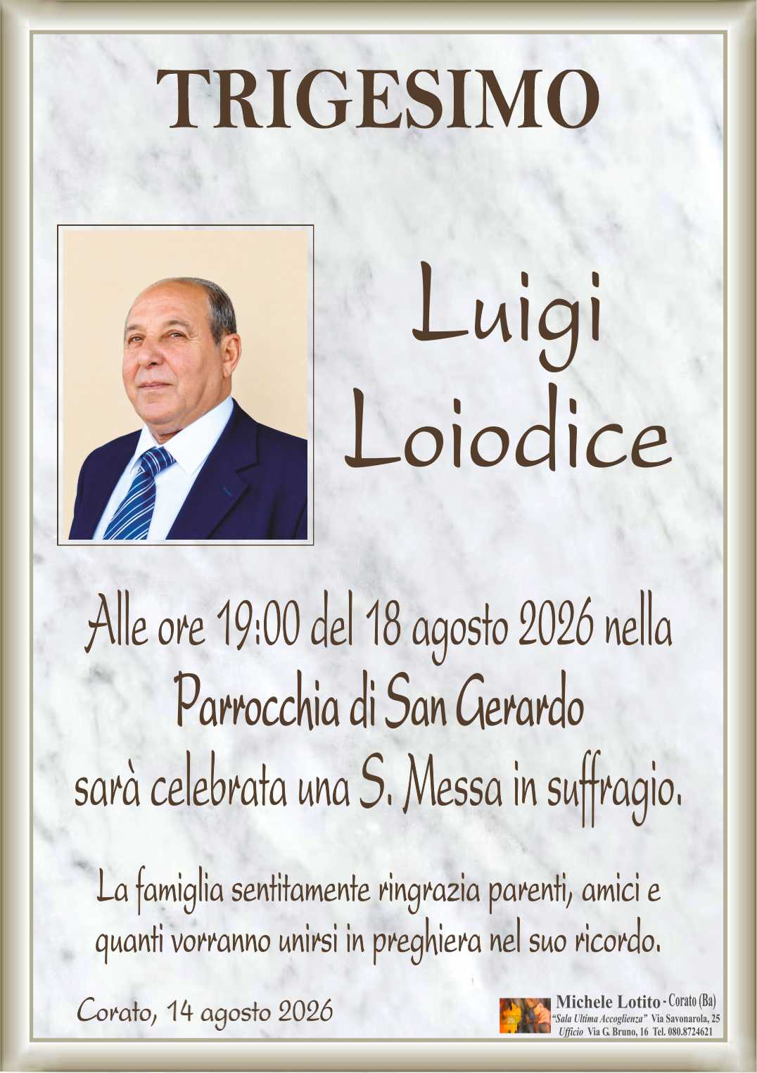 Trigesimo LUIGI LOIODICE