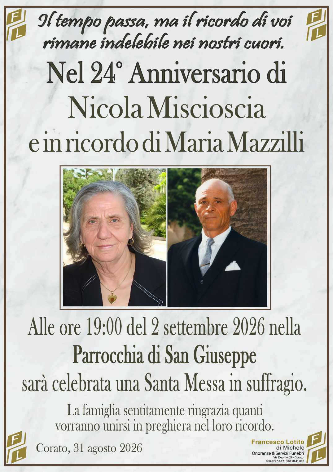 24° anniversario NICOLA MISCIOSCIA