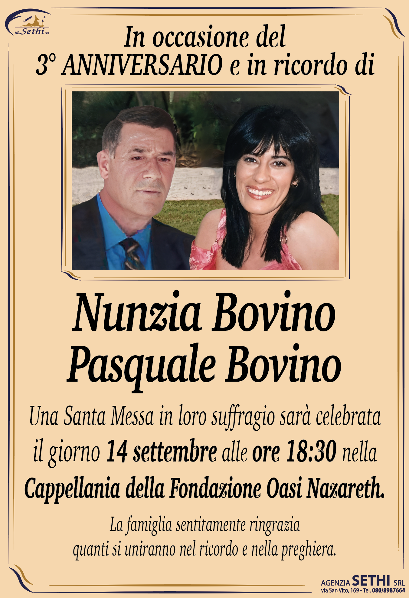 3° anniversario Nunzia Bovino (OSS Fondazione Oasi Nazareth)