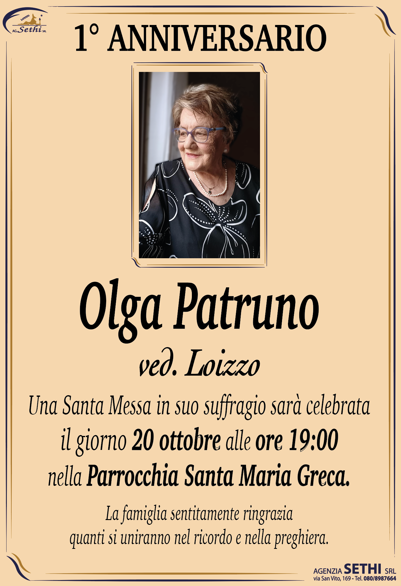 1° anniversario Olga Patruno ved. Loizzo