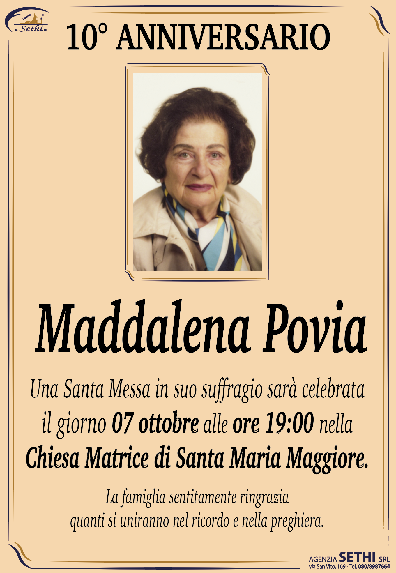 10° anniversario Maddalena Povia ved. Torelli